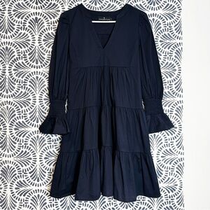 Tuckernuck Pomander Place Tiered Navy Poplin Cotton Kenzo Mini Dress